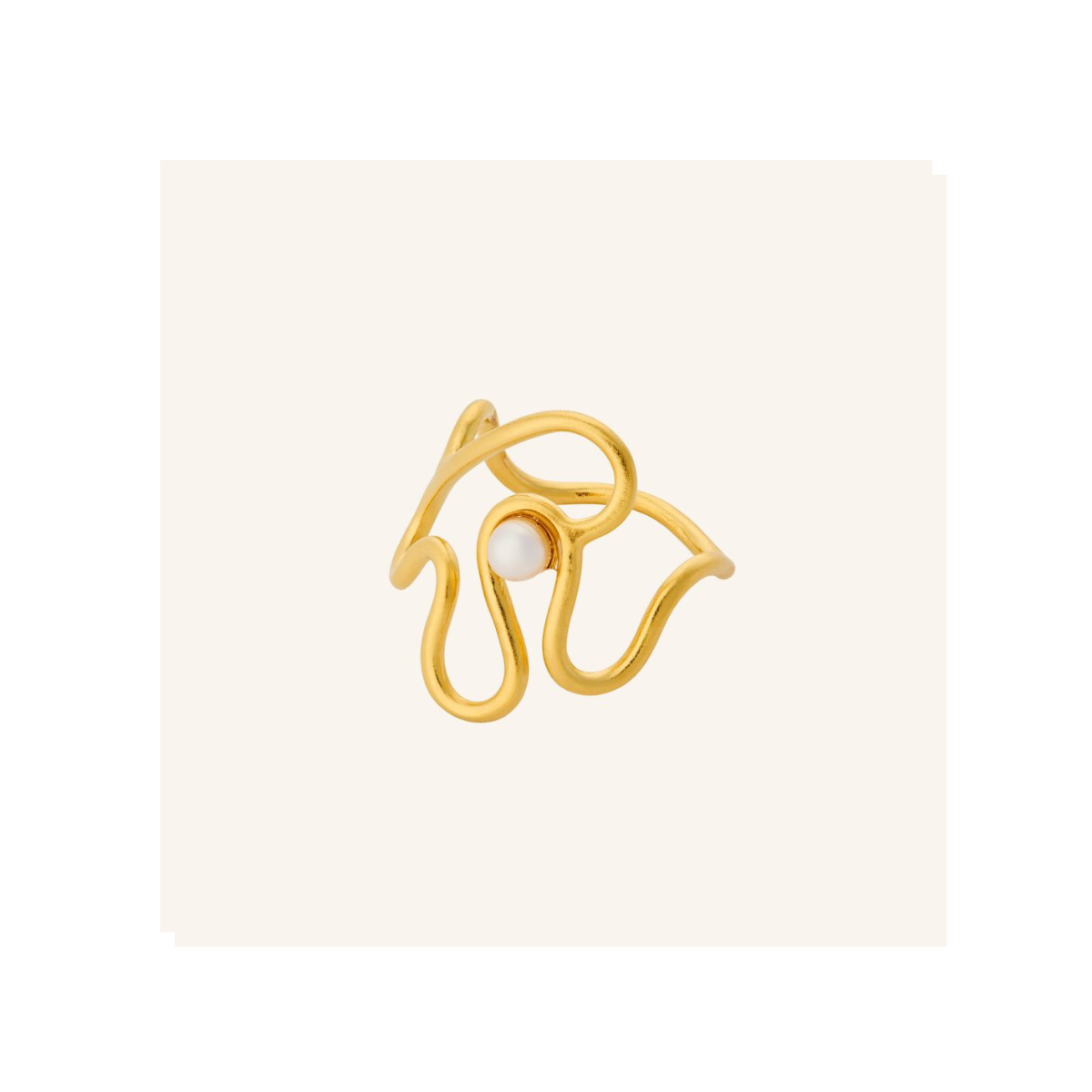 Bay pearl ring, fresh water pearl, forg