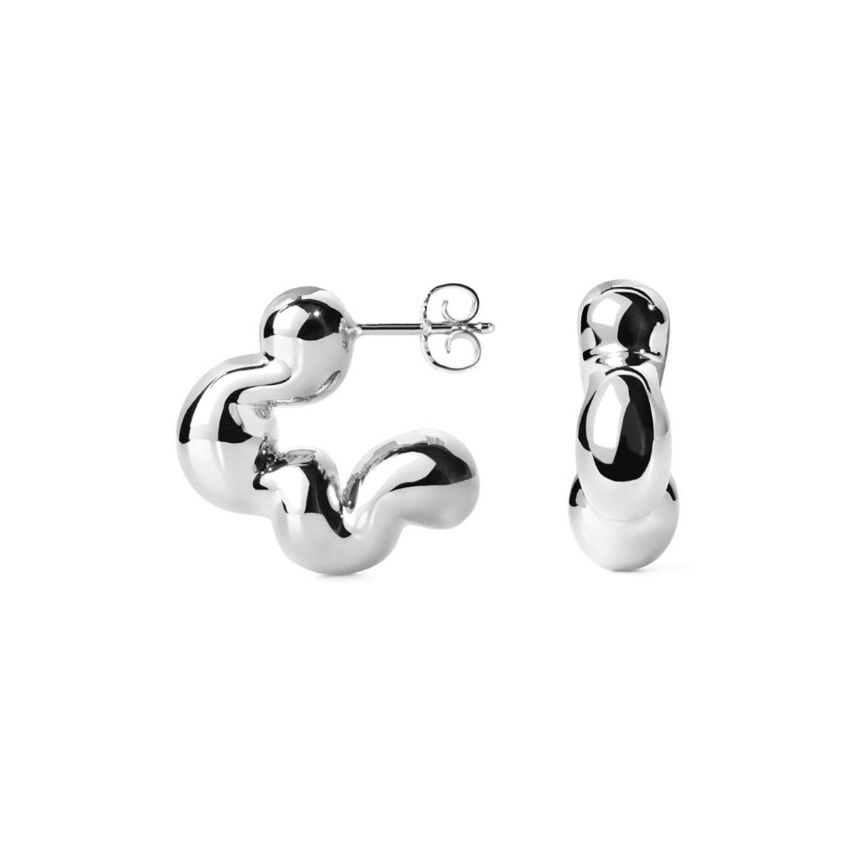 Cloudy Puffer Hoops, pair, sølv – Hoop Earrings fra Camille Brinch | Dirks Jewellery