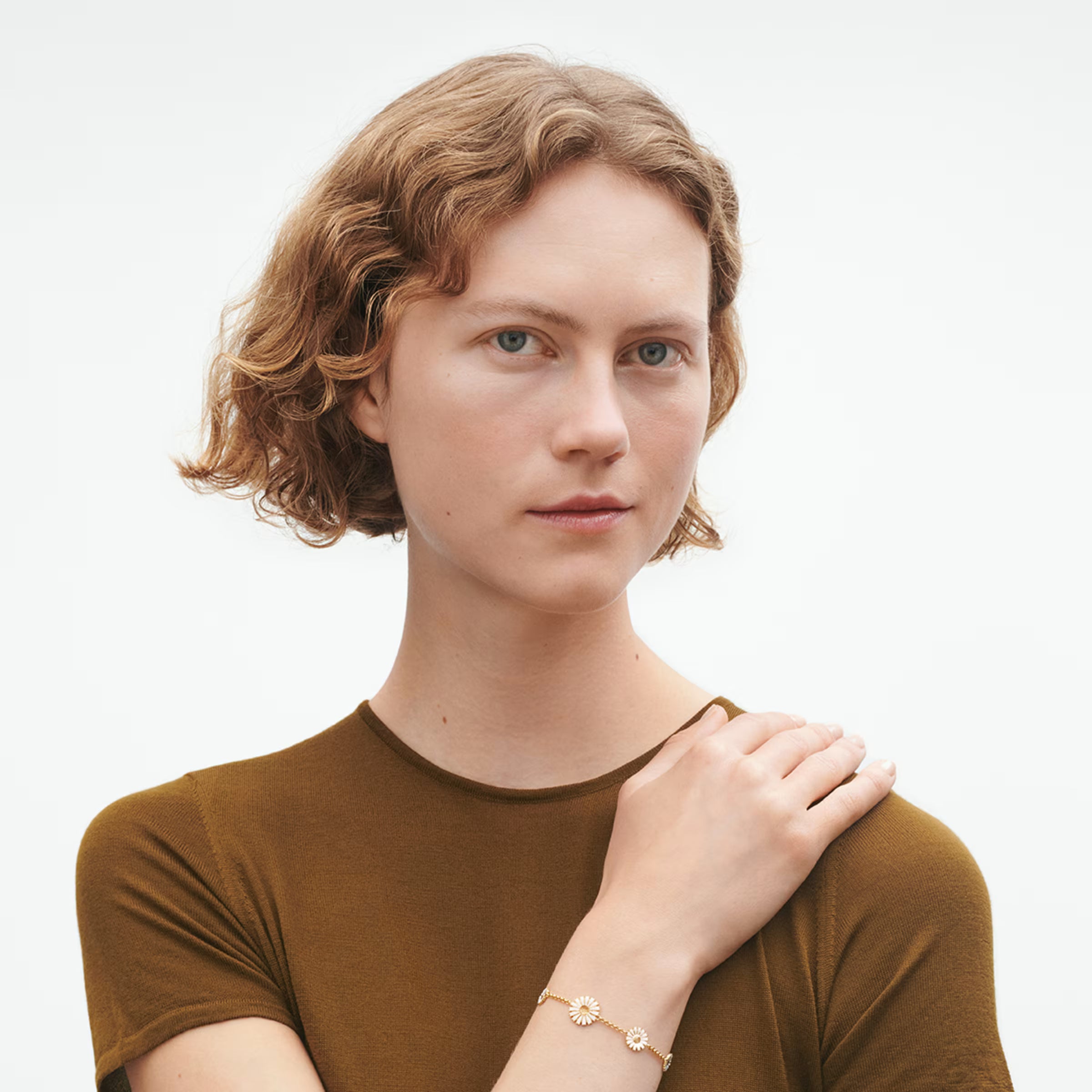 Daisy Armlænke Sølv Hvid Emalje 18.5cm