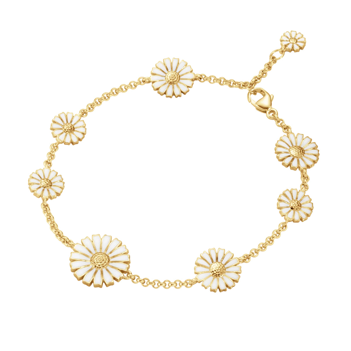 Daisy Flower bracelet hvid emalje 18.5cm GP – fra Georg Jensen | Dirks Jewellery