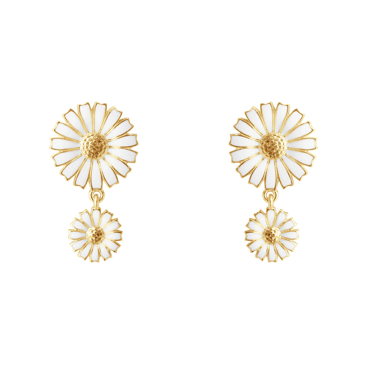Daisy double ørering hvid emalje GP – fra Georg Jensen | Dirks Jewellery