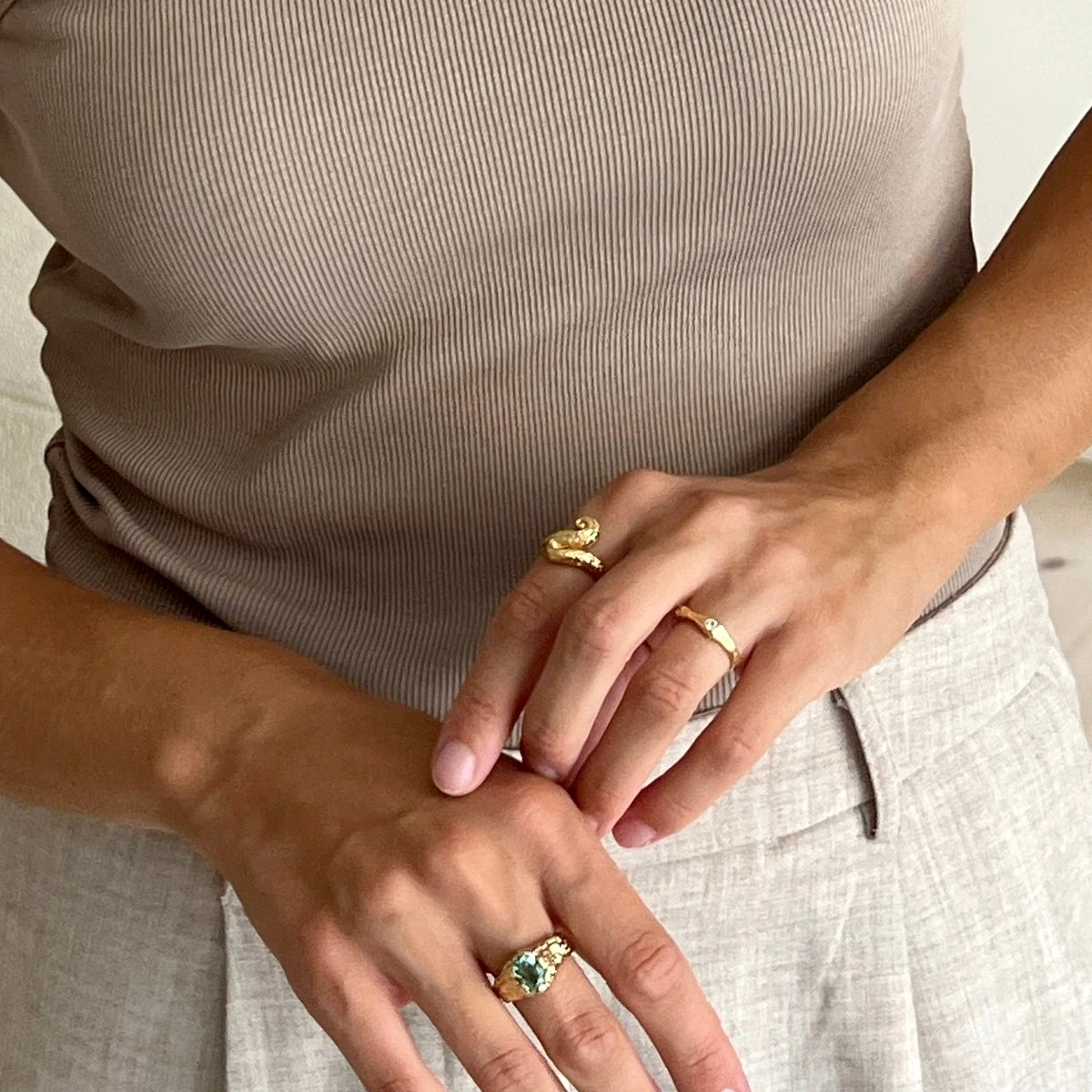 Forest Ring Forgyldt Sølv Grøn – fra Studio.Z | Dirks Jewellery