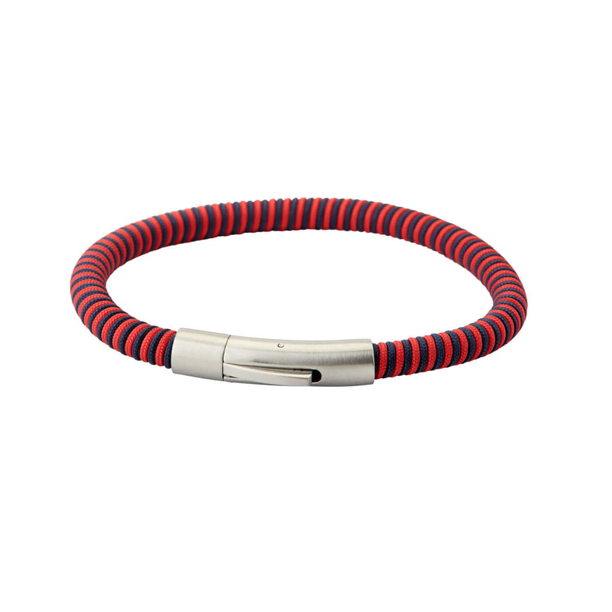 Nylonarmbånd, blå/rød m. stållås 19 cm. – Ægte håndværk fra Dirks Jewellery