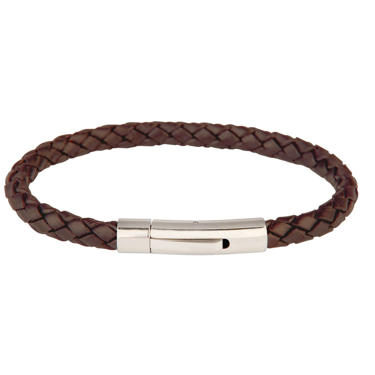 Brunt læderarmbånd m. stål 19 cm. – Ægte håndværk fra Dirks Jewellery