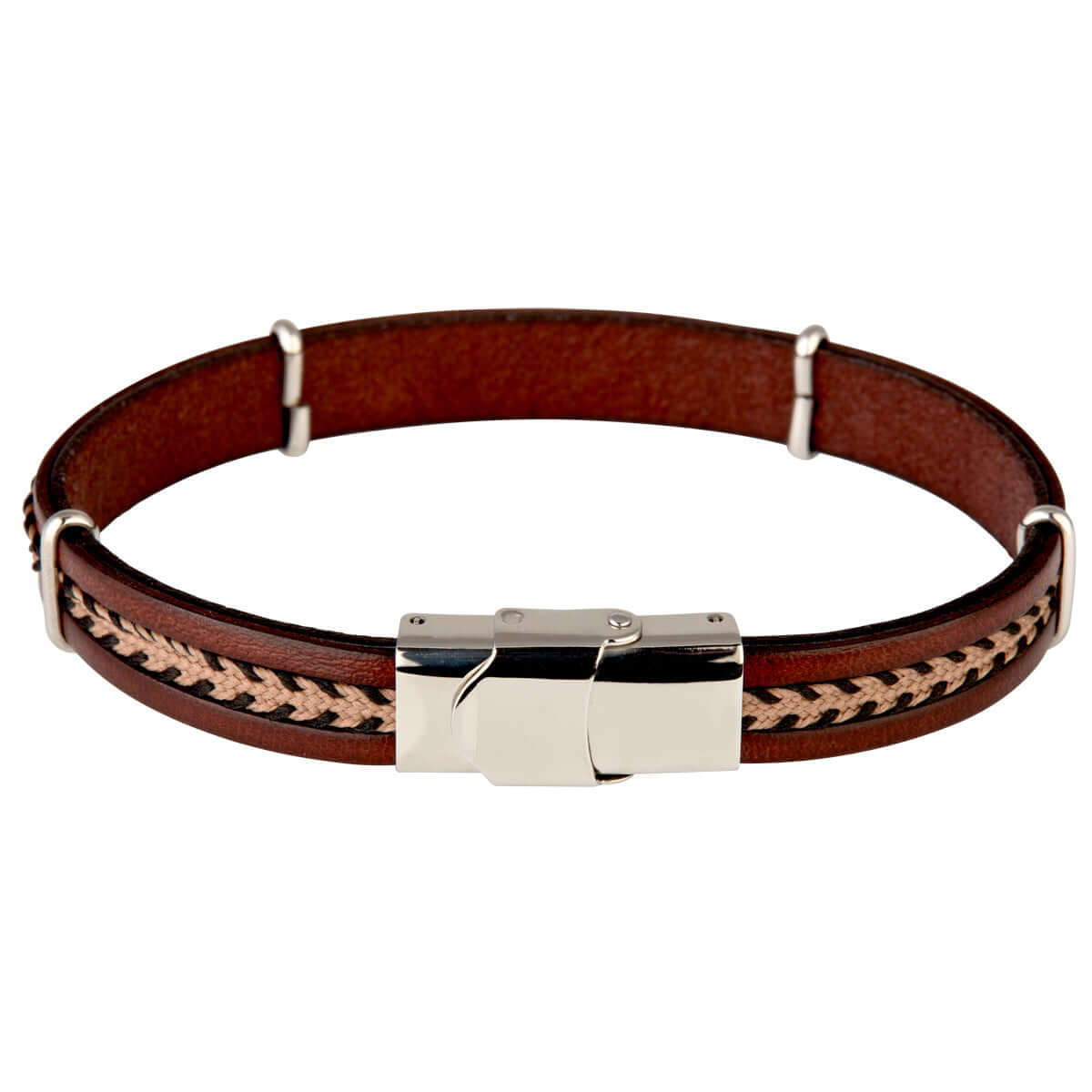 Brun/beige læderarmbånd 19 cm – Ægte håndværk fra Dirks Jewellery
