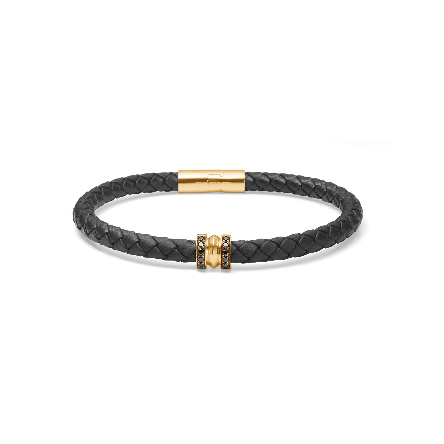Læderarmbånd +18K guld m. brillanter - 20 cm – fra Dirks Jewellery | Dirks Jewellery