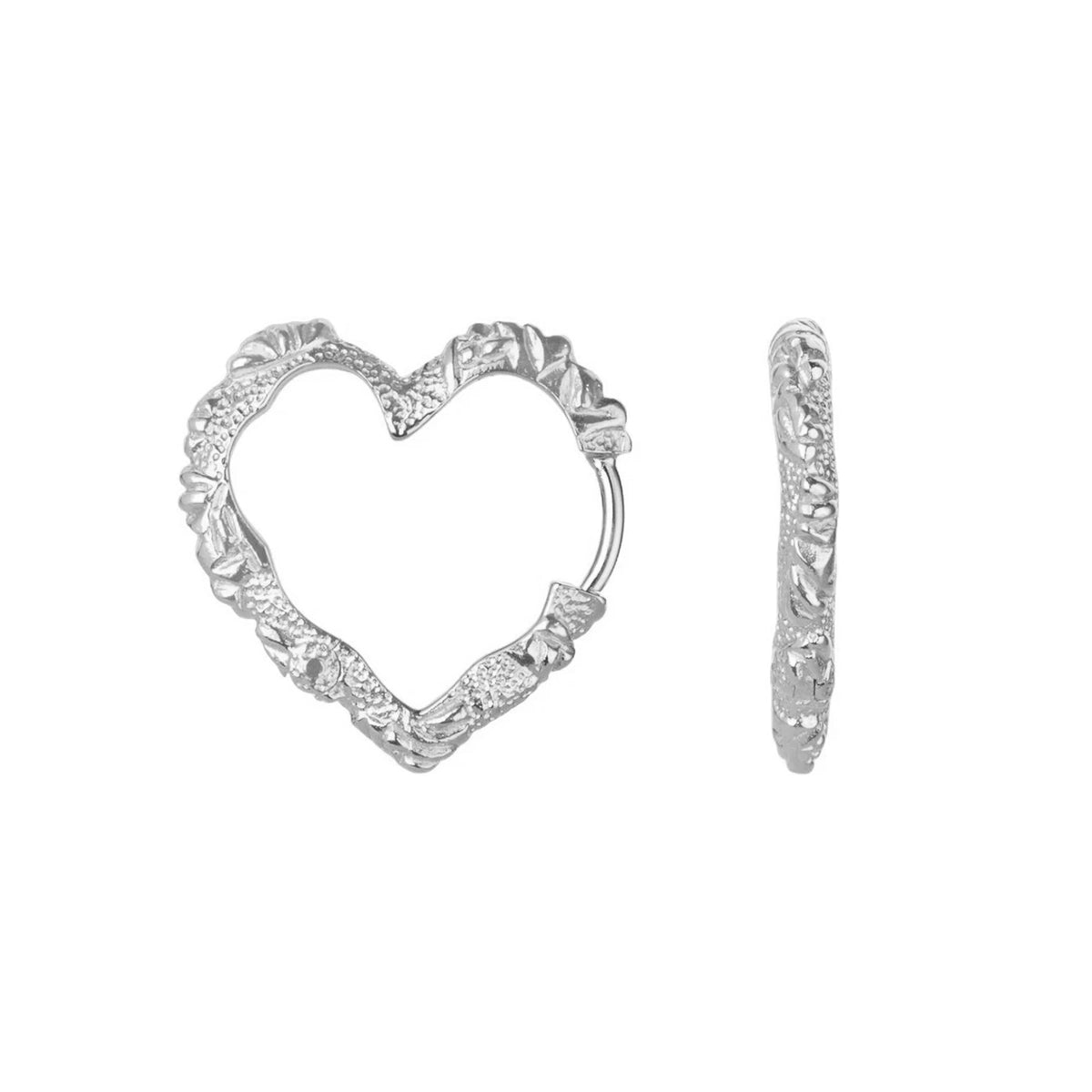 Mellem Heart Crush Hoops Sølv