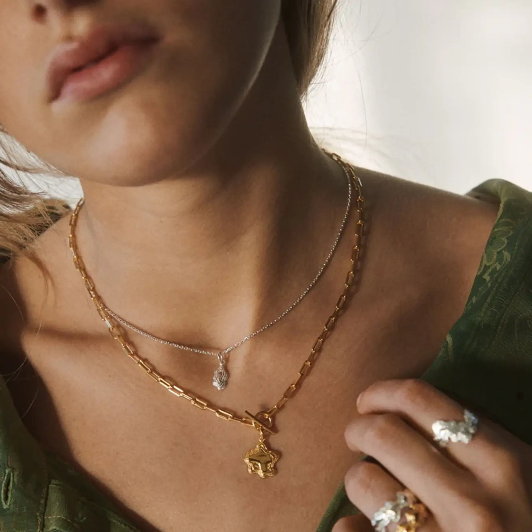 Mini Nuggets Layers Halskæde Forgyldt Sølv – Ægte håndværk fra Dirks Jewellery