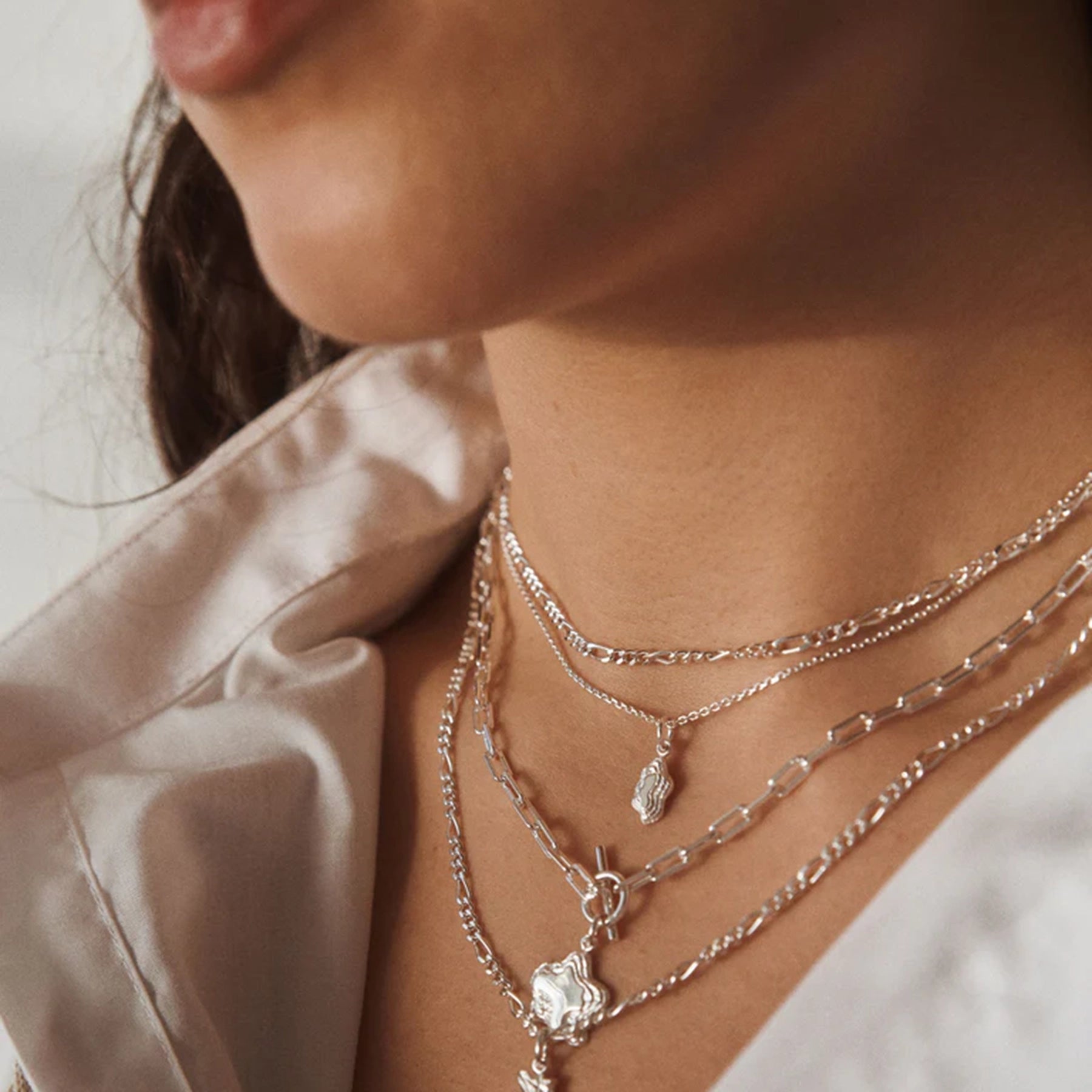 Mini Nuggets Layers Halskæde Sølv – fra Camille Brinch | Dirks Jewellery