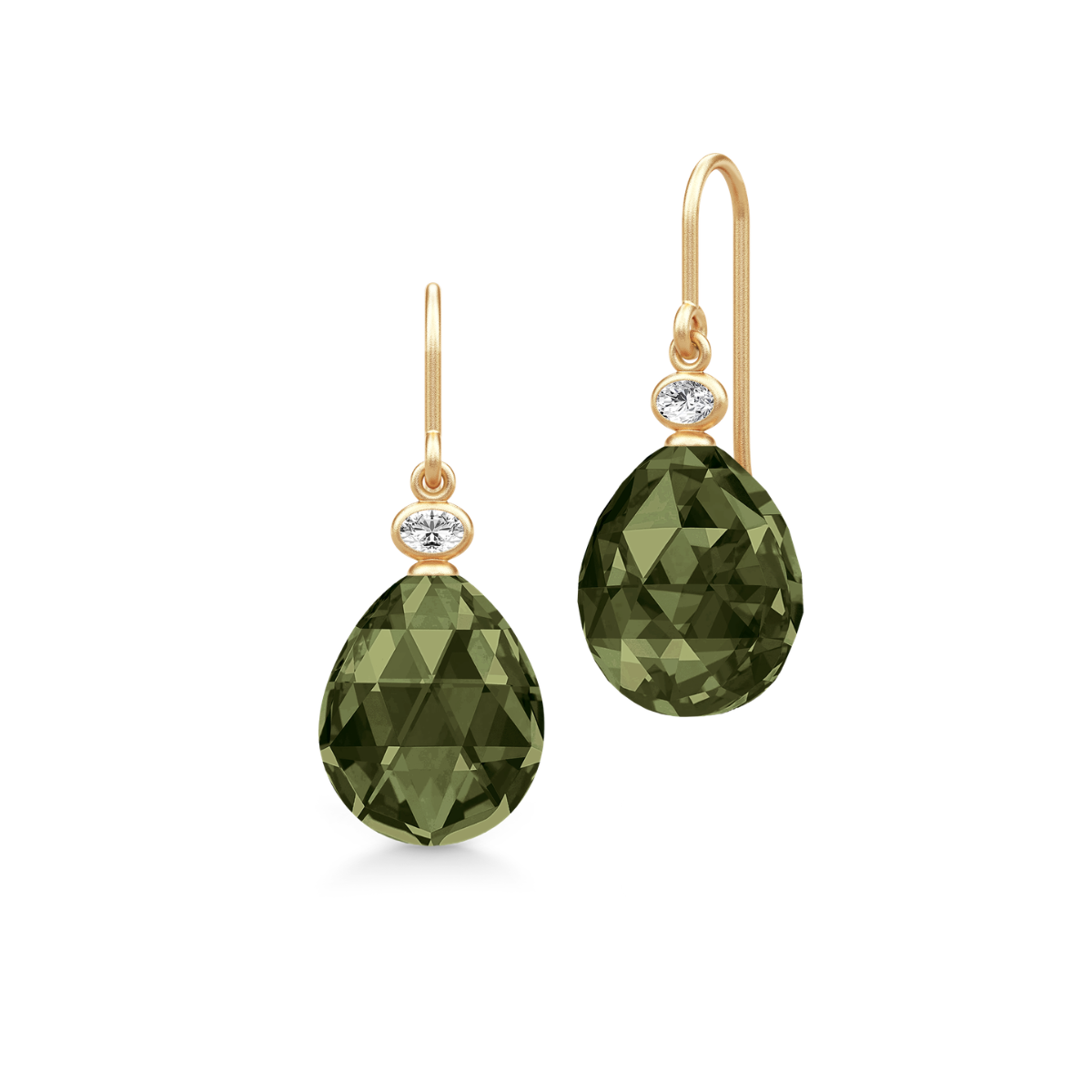 OFELIA ørehængere forgyldt sølv Olive Green