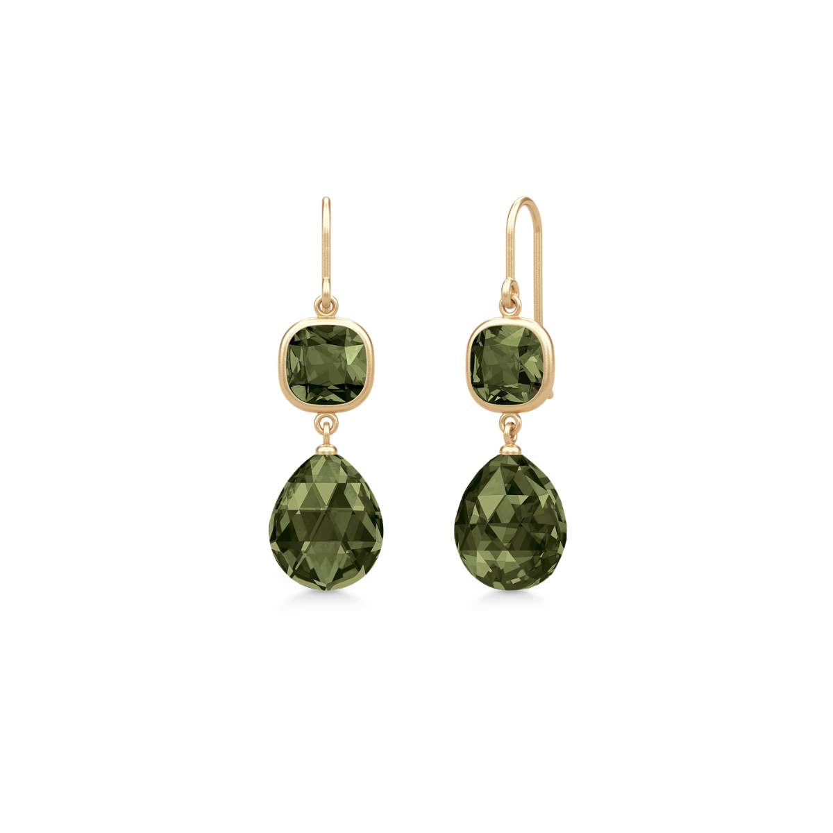 OLIVIA Ørehængere Olive Green Crystal