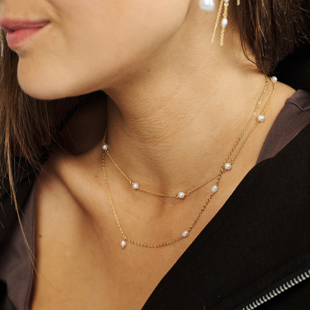 Shore Halskæde Forgyldt Sølv Perler