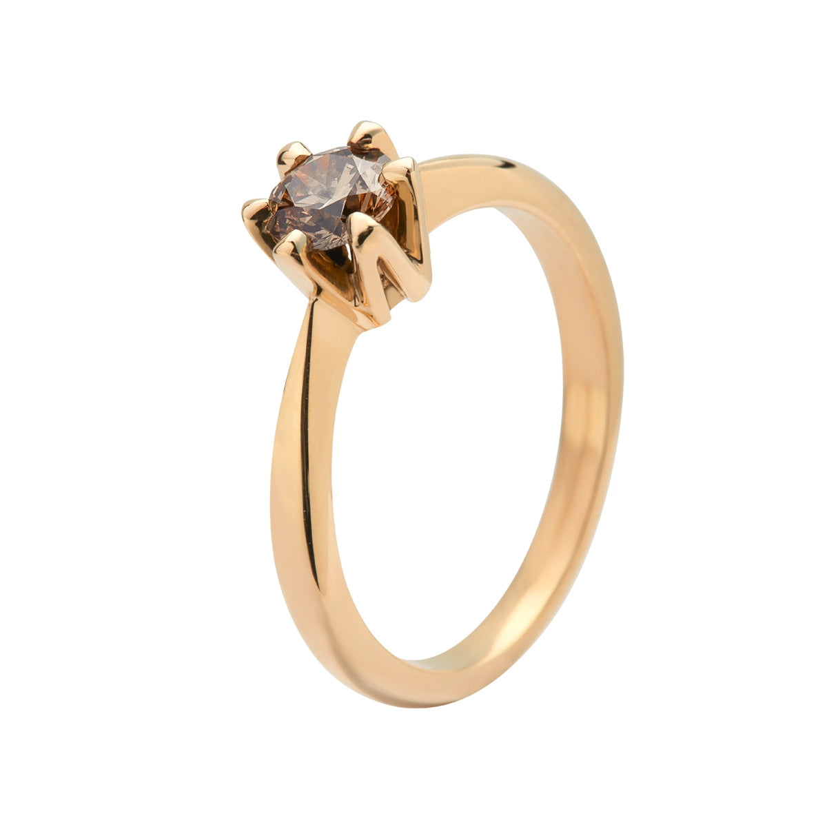 Solitairering, 18K guld m. champagnefarvet brillan – Promise Rings fra Dirks Jewellery | Dirks Jewellery