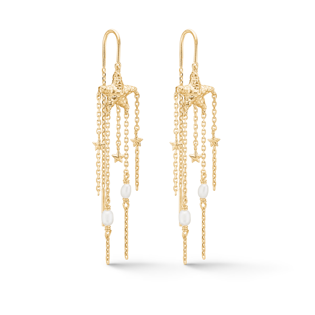 Starfish Lustre Øreringe Forgyldt Sølv Perler