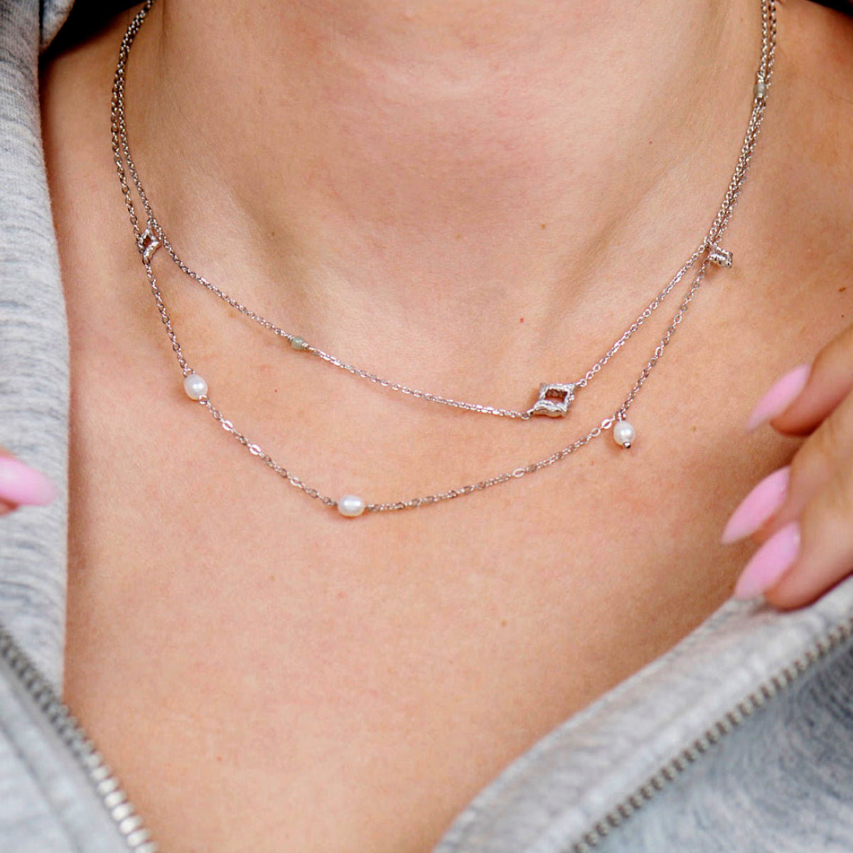 Trace Pearl Halskæde Sølv