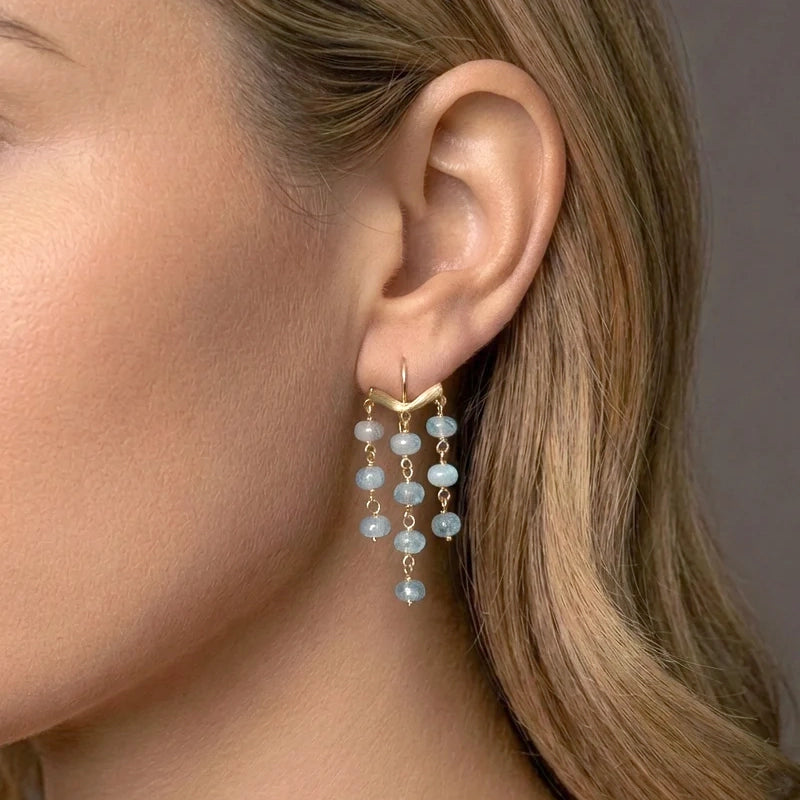 Vega Cascade Øreringe 18K Guld Akvamarin