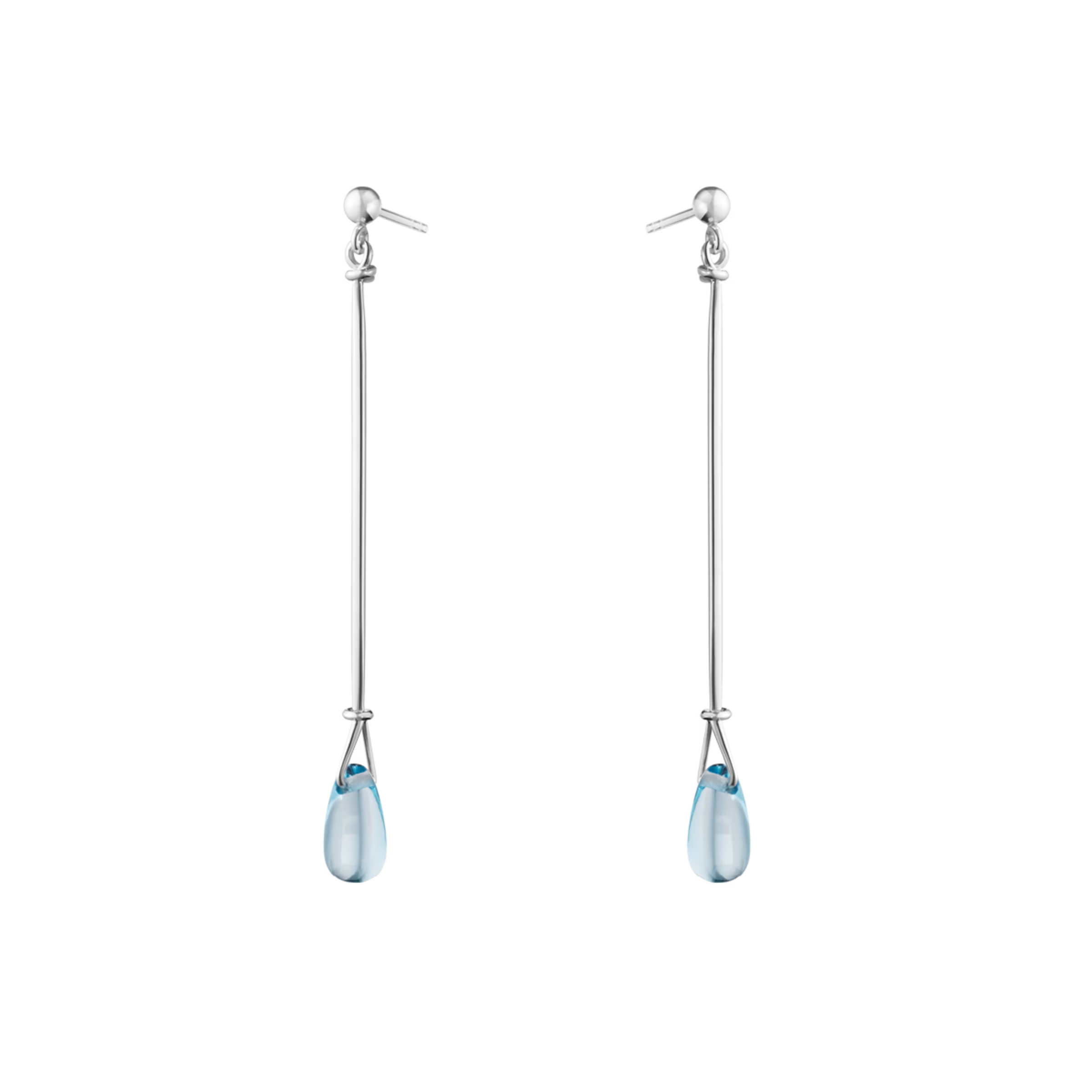 Vivianna Long Earring, sølv m. blå topas – fra Georg Jensen | Dirks Jewellery