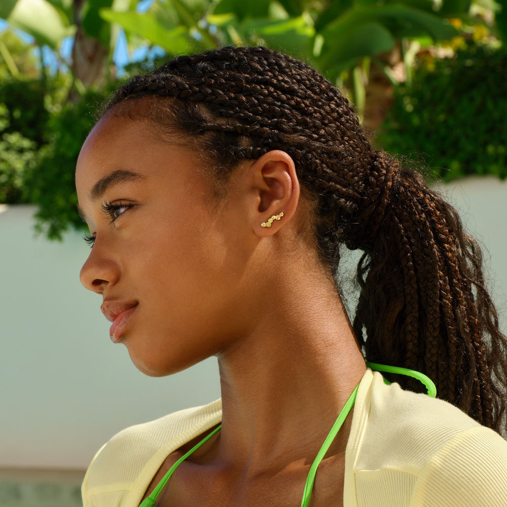 Wavy Gem Dots Earclimbers Forgyldt Sølv