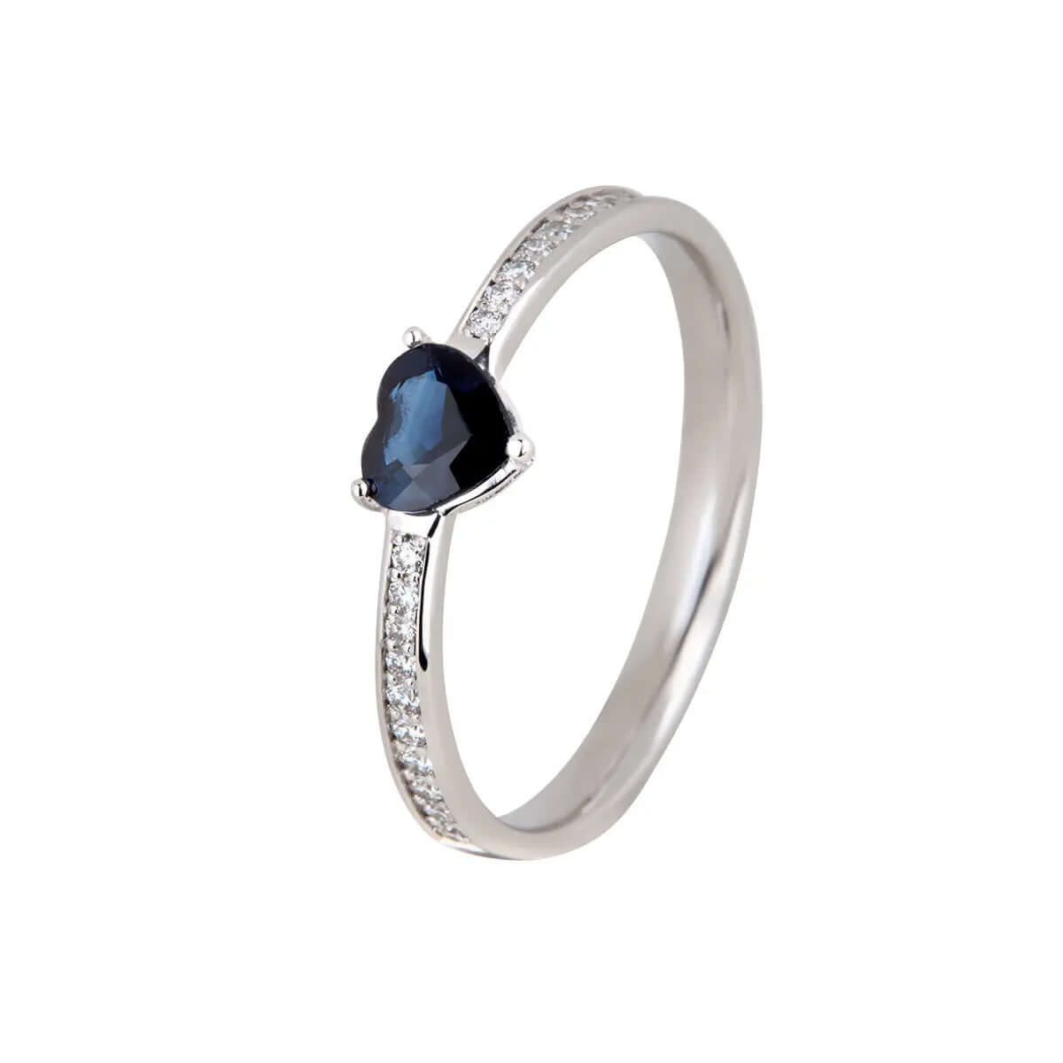 Blue Heart ring 14K hvidguldsring m. safir – Ægte håndværk fra Dirks Jewellery