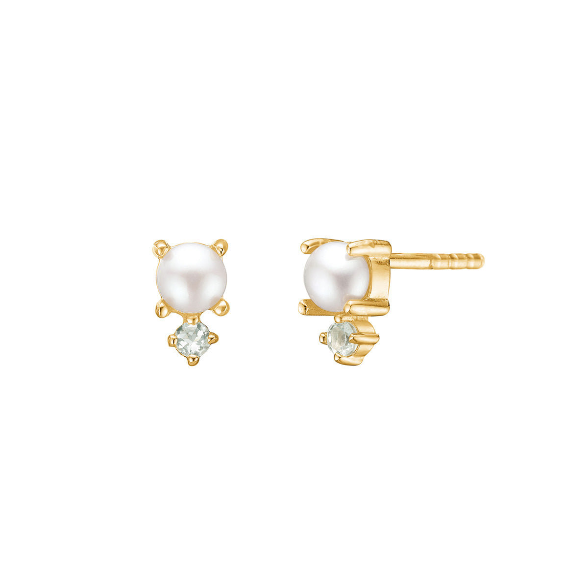 Ear stud m hvid topas og perle fg – fra Carré Copenhagen | Dirks Jewellery