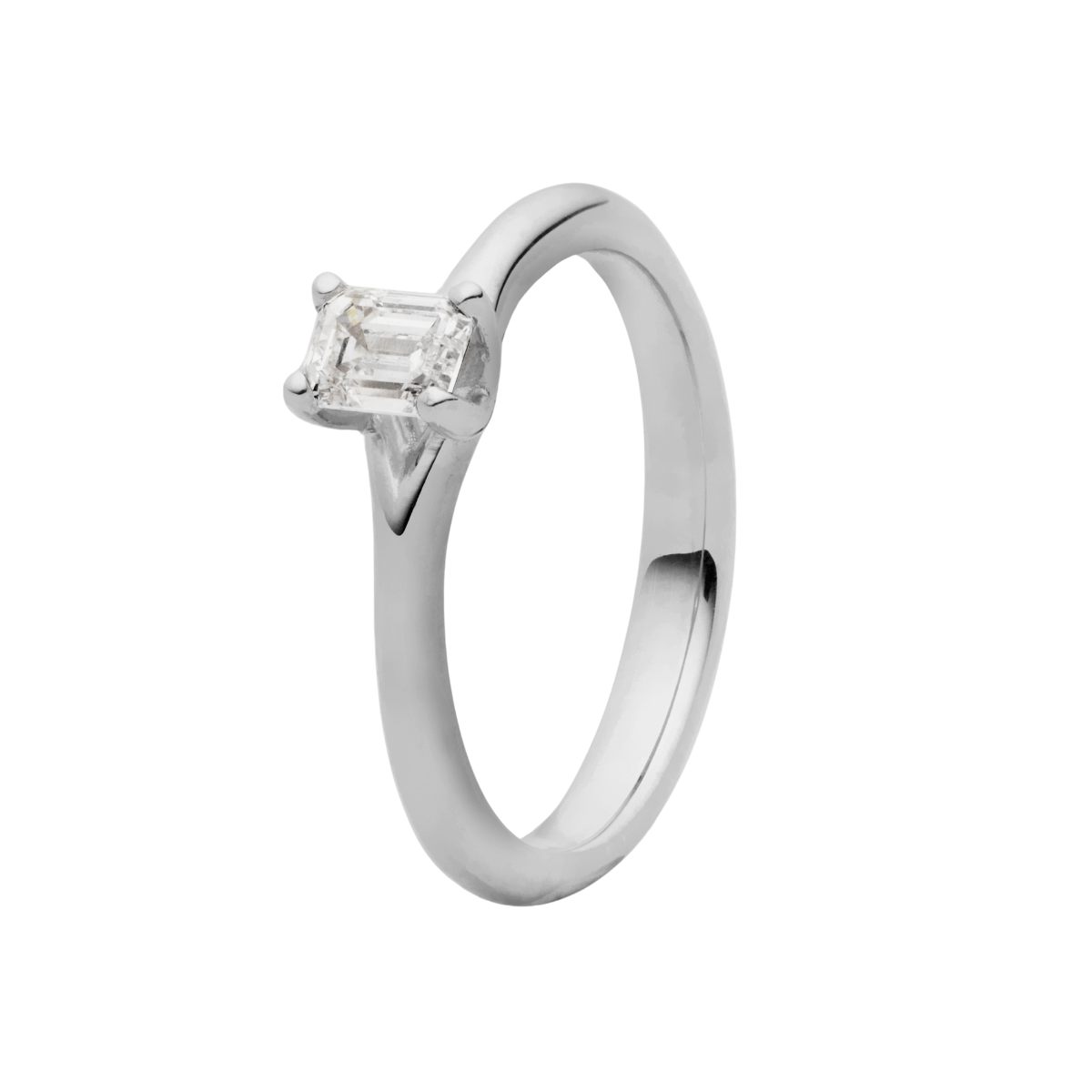 Demeter Ring, 14K hvidguld m. emerald cut diamant – Ægte håndværk fra Dirks Jewellery