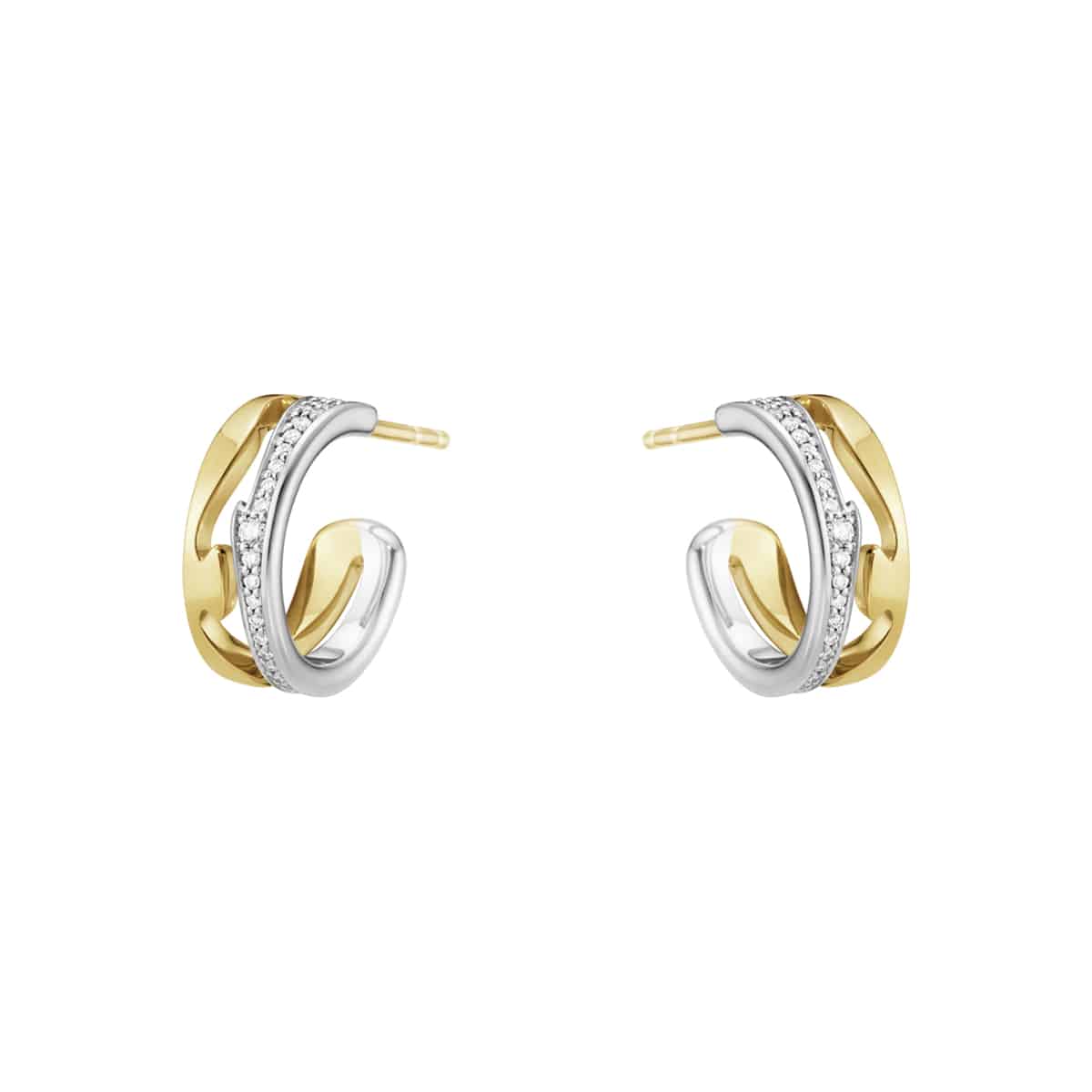 Fusion åben hoop 18YG+WG m. 0,19ct dia. i pavé. – fra Georg Jensen | Dirks Jewellery