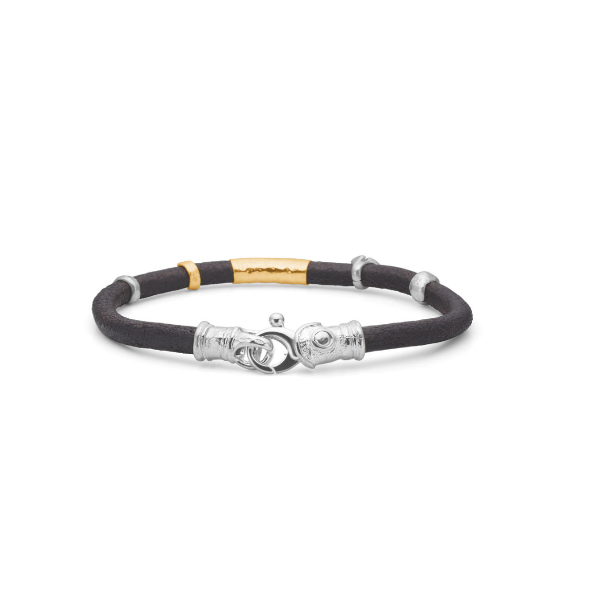 Læderarmbånd 18K Guld-Sølv