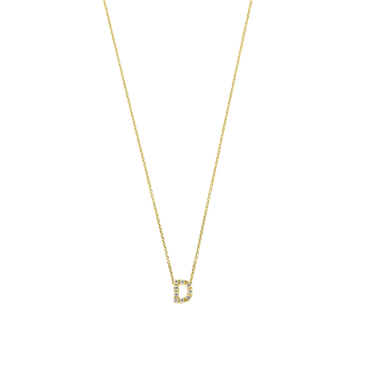 Letter halskæde m. Zircon, forgyldt – fra Mesh | Dirks Jewellery