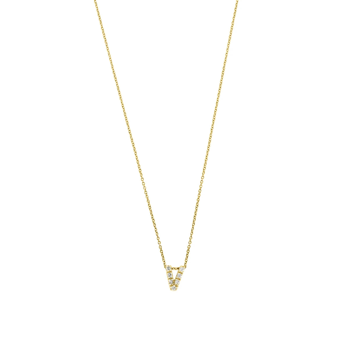 Letter halskæde m. Zircon, forgyldt – fra Mesh | Dirks Jewellery