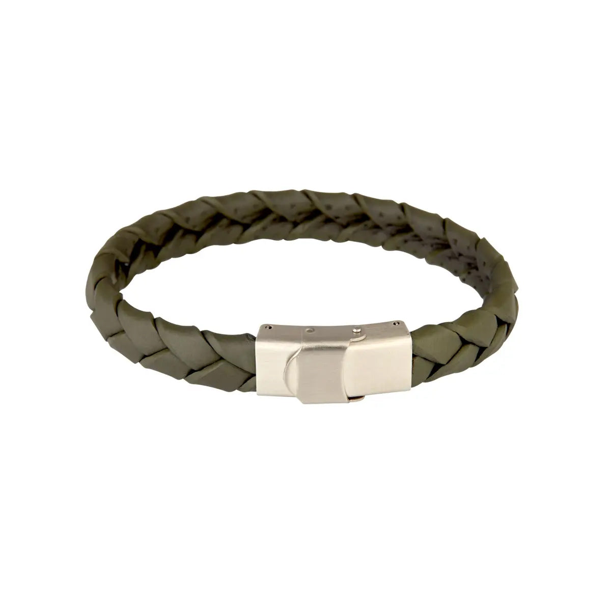 Læderarmbånd flet, grøn med stål – fra Dirks Jewellery | Dirks Jewellery