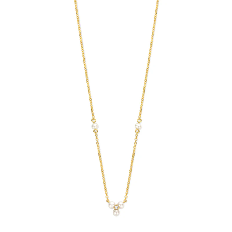 Alma, forg. sølvkæde m. synt. zirk. + ferskvandsperler – fra Spirit Icons | Dirks Jewellery