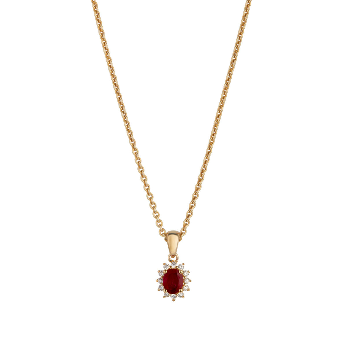 Rosét-vedhæng, 14K guld med rubin og brillanter – fra Dirks Jewellery | Dirks Jewellery