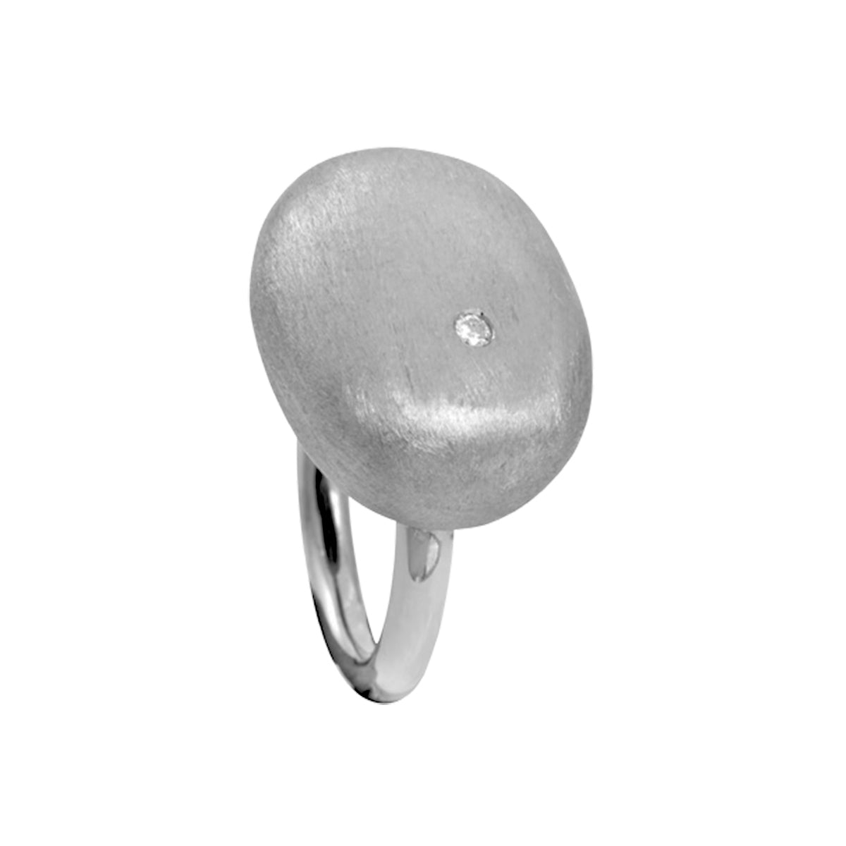 Pebble oval sølv ring m. diamant – fra Dirks Jewellery | Dirks Jewellery