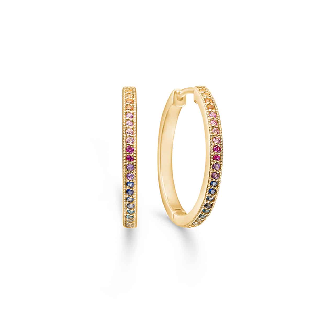 Rainbow 14k guld creol m stene – Hoop Earrings fra Mads.Z | Dirks Jewellery