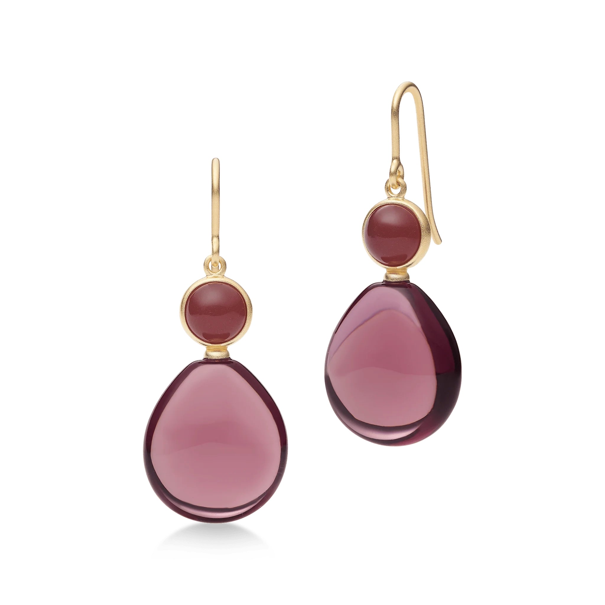 Prime Drop Øreringe Forgyldt Sølv Rhodolite