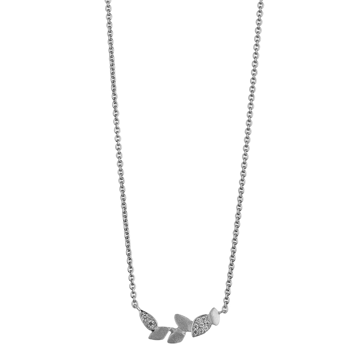 Leaves collier,14K hvg m. bril – fra Dirks Jewellery | Dirks Jewellery