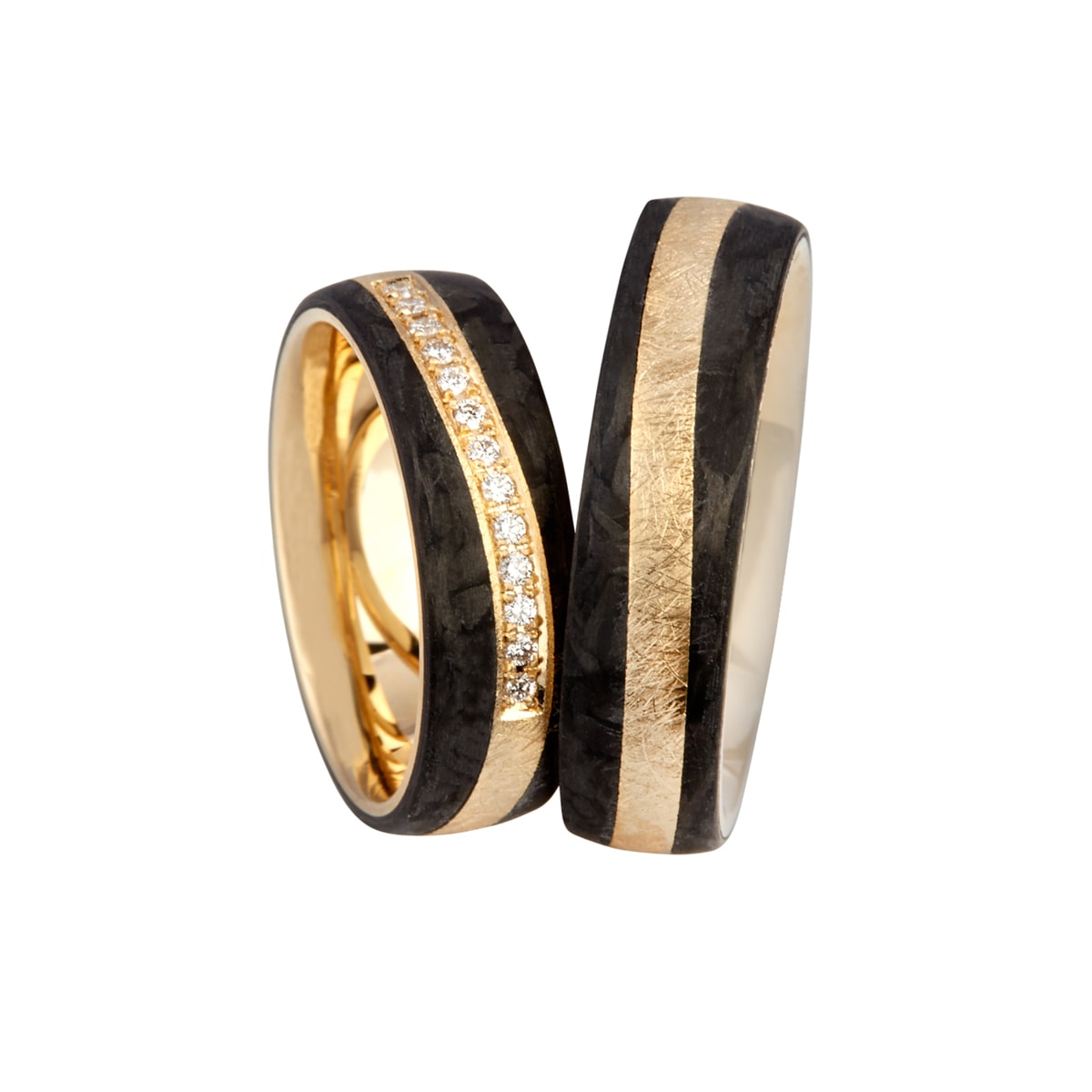 Vielsesring 14K abrikos m. carbon – fra Dirks Jewellery | Dirks Jewellery