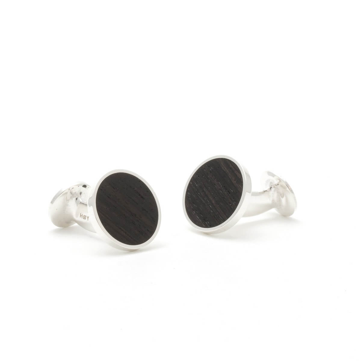Circular Dark Wood Cufflinks Sølv – Ægte håndværk fra Dirks Jewellery