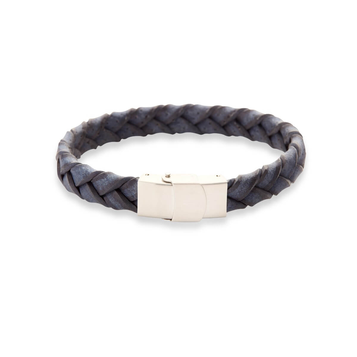 Armbånd, læder med stål lås, blå – Ægte håndværk fra Dirks Jewellery