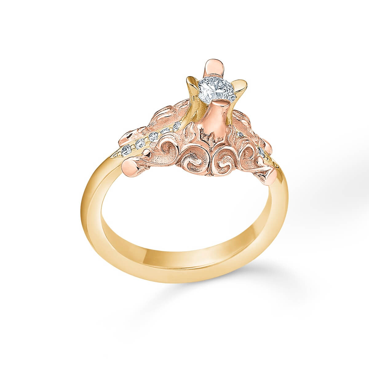 Rokokko, 18K guld og rosaguld m. brillanter – Ægte håndværk fra Dirks Jewellery