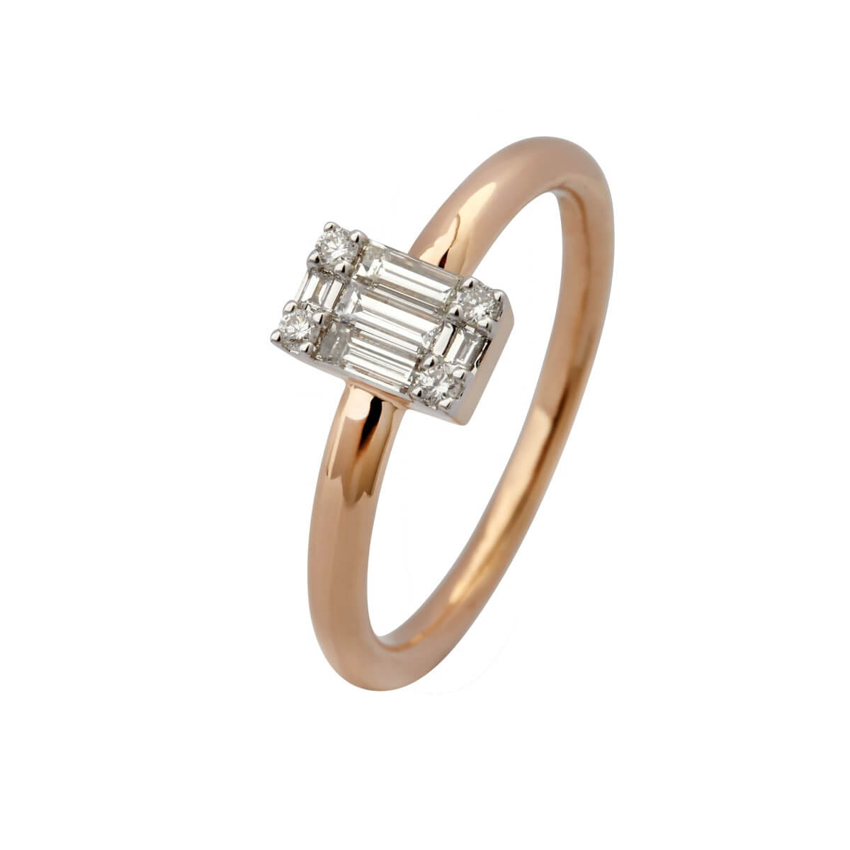 Ring, 18K rosaguld m. brill+ baguette dia – Ægte håndværk fra Dirks Jewellery