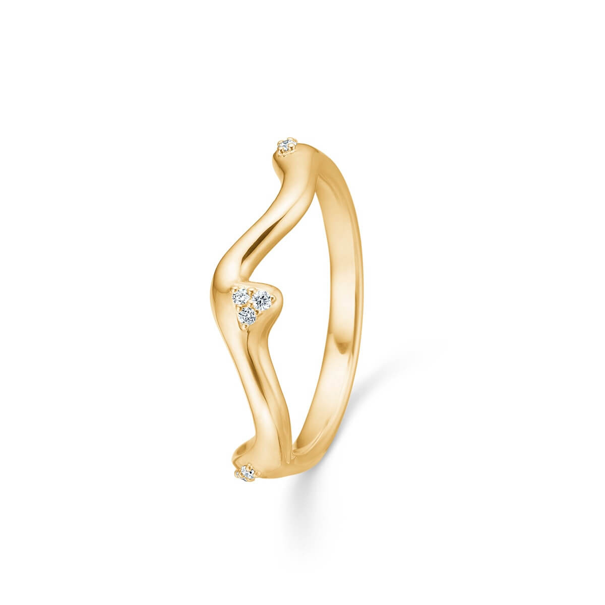 River, 14K guldring m. brillanter – Ægte håndværk fra Dirks Jewellery