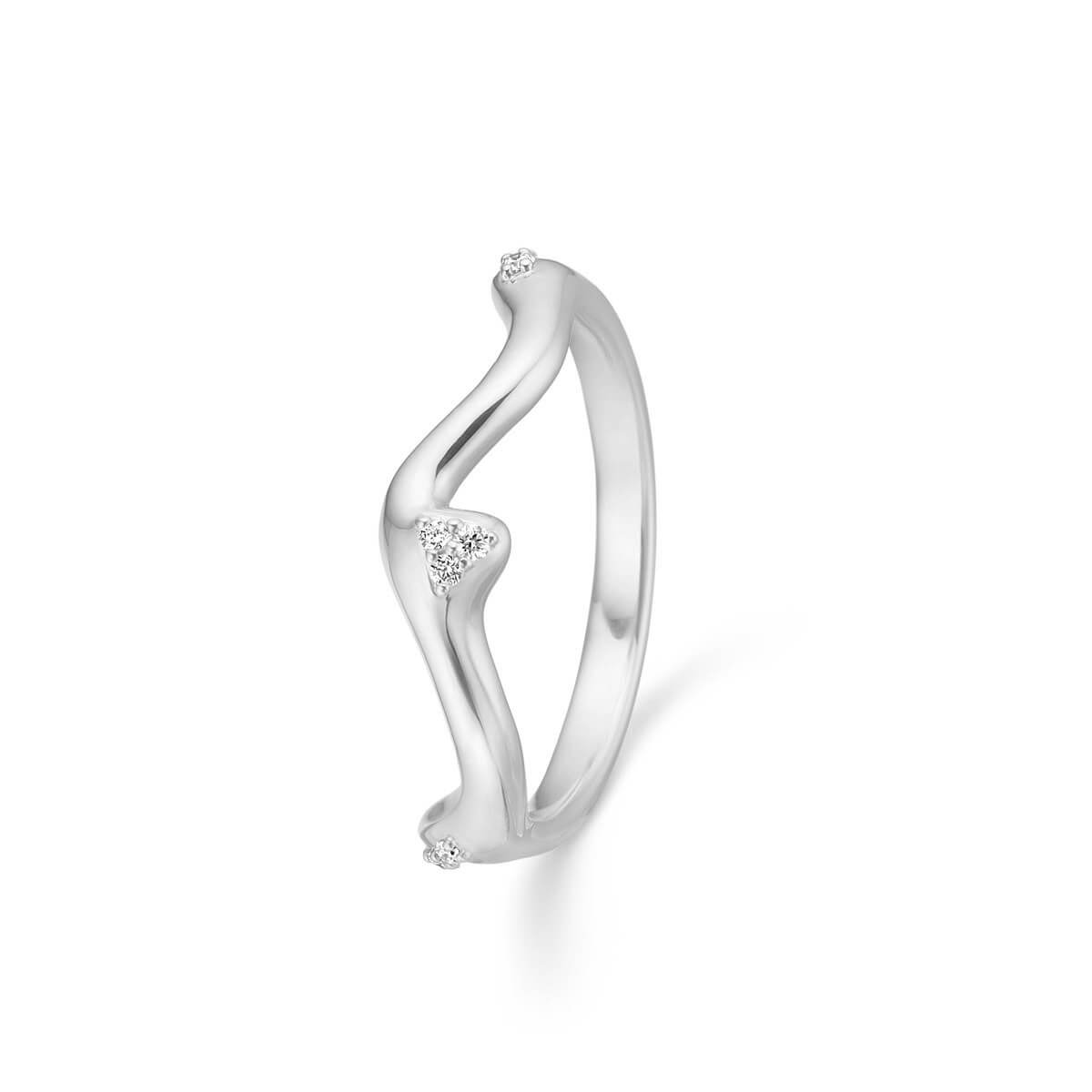 River, 14K hvidguldsring m. brillanter – Ægte håndværk fra Dirks Jewellery