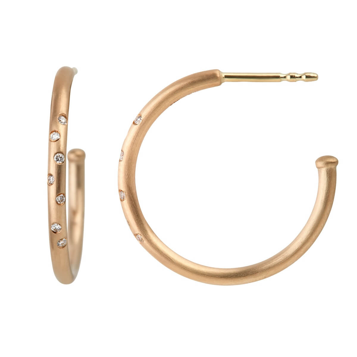 Stardust large, 14K guld halvcreol, massiv m. bril – Ægte håndværk fra Dirks Jewellery