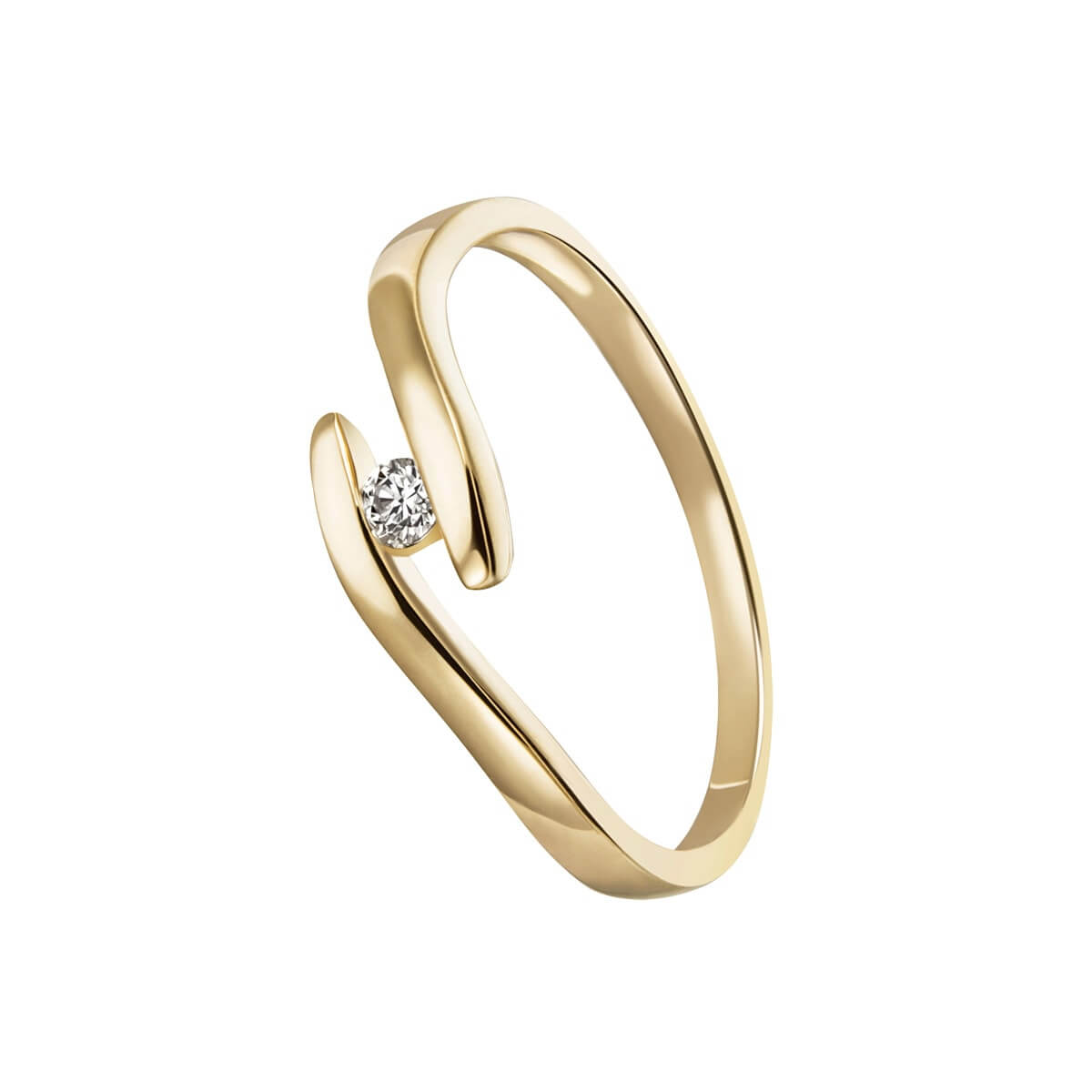 Tudor V, 14K guldring m. brillant – Ægte håndværk fra Dirks Jewellery