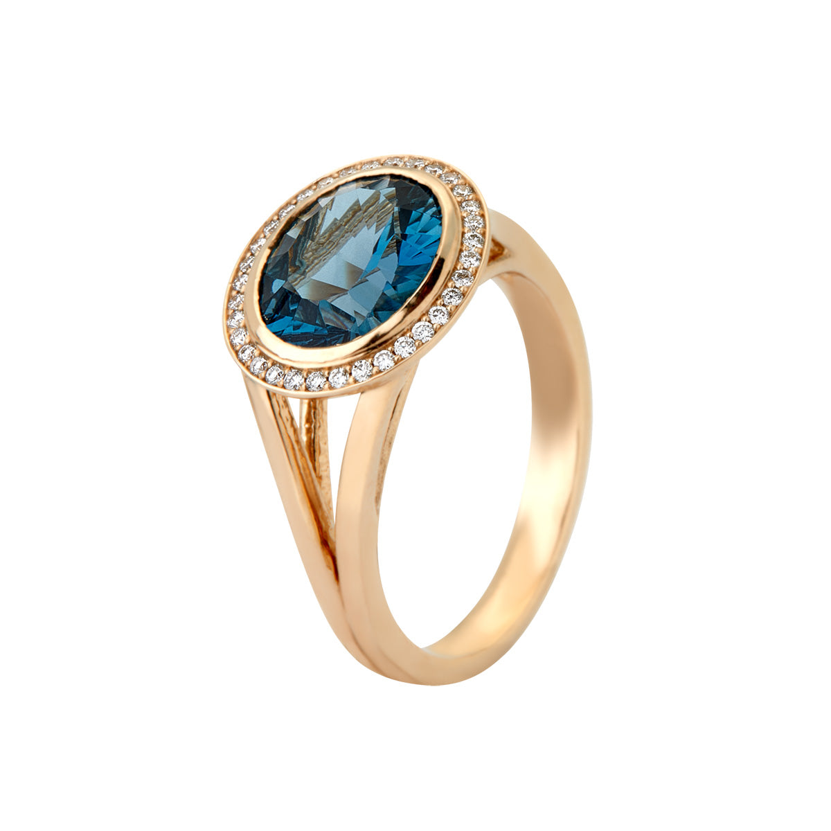 Ring, 14K guld med London Blue topas og brillanter – fra Dirks Jewellery | Dirks Jewellery