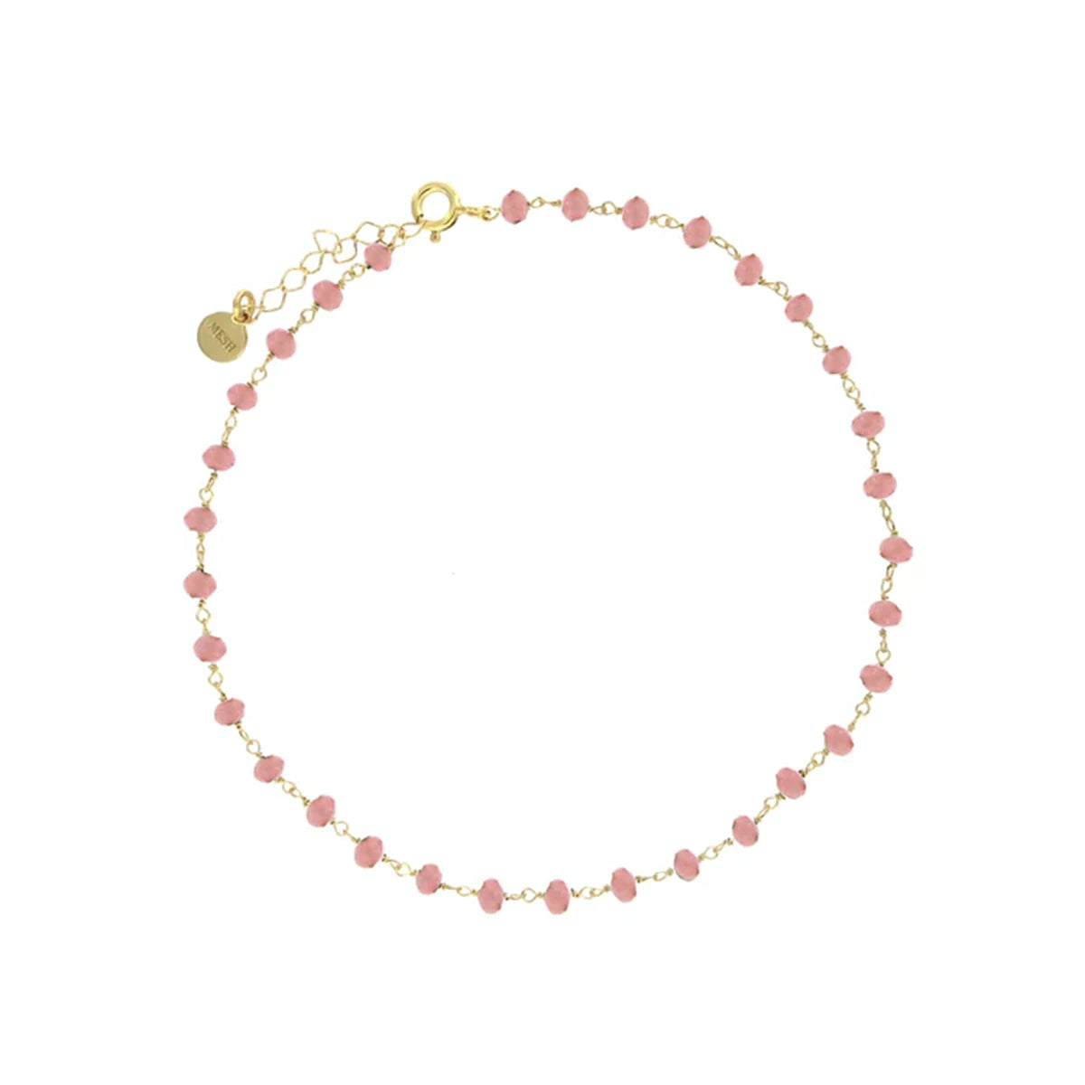 Rocky ankelkæde m. rosa sten, forgyldt – fra Mesh | Dirks Jewellery