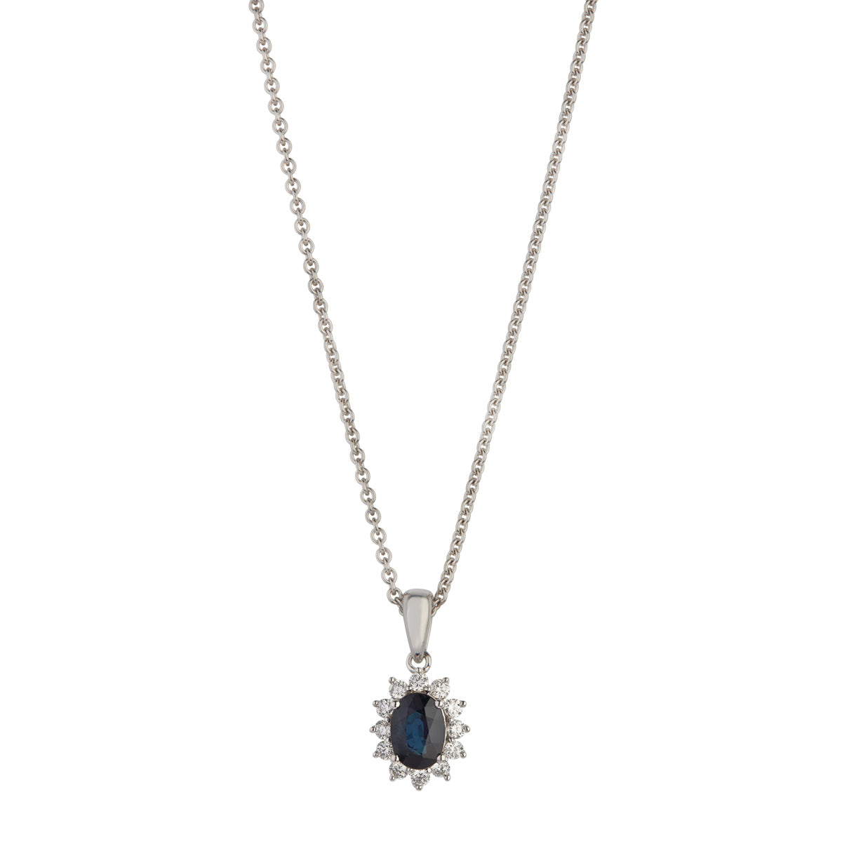 Rosét-vedhæng, 14K hvidguld m. safir og brillant – fra Dirks Jewellery | Dirks Jewellery