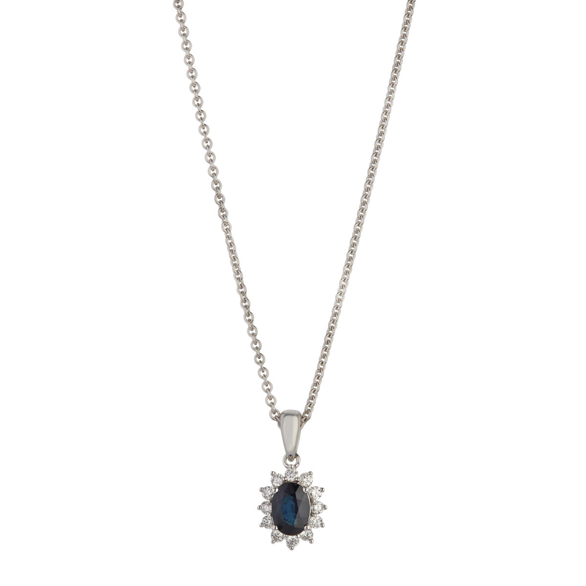 Rosét-vedhæng, 14K hvidguld m. safir og brillanter – fra Dirks Jewellery | Dirks Jewellery