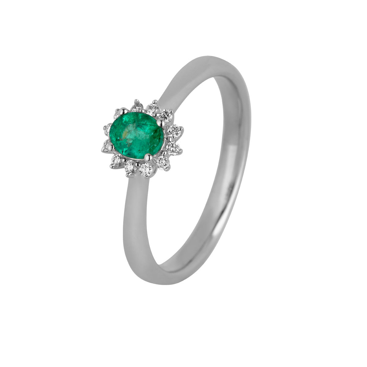 Rosét-ring, 14K hvidguld m. smaragd og brillanter – fra Dirks Jewellery | Dirks Jewellery